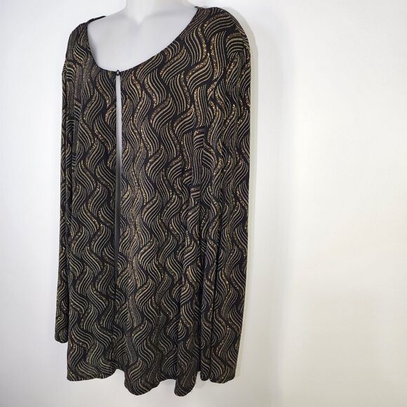 Helene Blake Women's Cardigan 2X Black Gold Shimmer Sparkle Holiday Long Sleeve - Picture 6 of 12